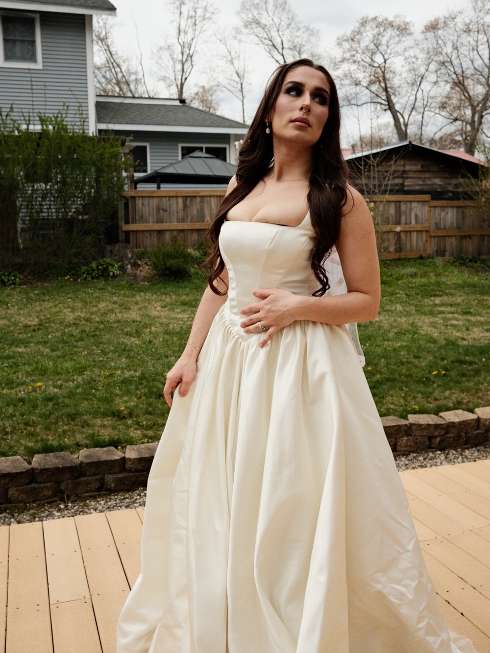 House of CB Lillianna Ivory Italian Satin Corset Bridal Gown